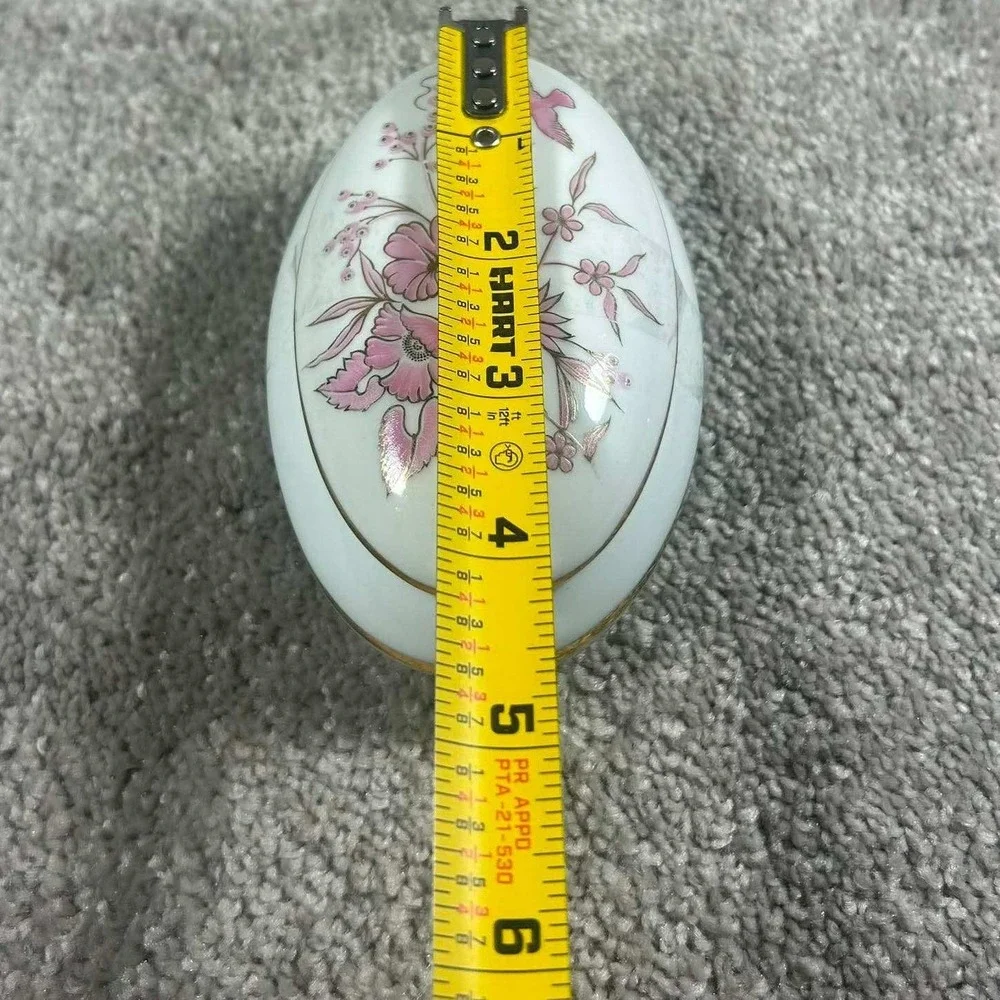 Reutter Porzellan Trinket Box White Pink Floral Bird Gold‎ Trim W Germany OS